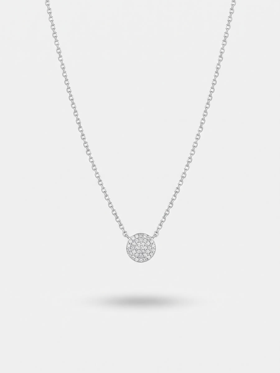 Fine silver lariat with a pavé diamond drop